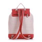 Рюкзак бежевый с красным из льна Alba Soboni