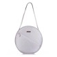 Круглая женская сумка через плечо цвета серебро Alba Soboni