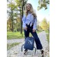 Синяя сумка-рюкзак с котом и карманом для ноутбука 13.6 Alba Soboni