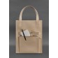 Кожаная женская сумка шоппер Бэтси с карманом светло-бежевая  BlankNote