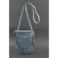 Шкіряна сумка з бахромою міні-кроссбоді Fleco блакитна BlankNote