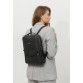Кожаный женский городской рюкзак на молнии Cooper черный флотар BlankNote
