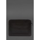 Кожаный чехол для ноутбука на молнии с карманом и хлястиком на руку черный BlankNote