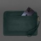 Кожаный чехол для ноутбука на молнии с карманом и хлястиком на руку зеленый BlankNote