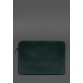 Кожаный чехол для ноутбука на молнии с карманом и хлястиком на руку зеленый BlankNote