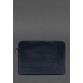 Кожаный чехол для ноутбука на молнии с карманом и хлястиком на руку синий BlankNote