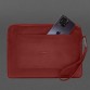 Шкіряний чохол для ноутбука на блискавці з кишенею та хлястиком на руку червоний BlankNote