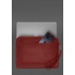 Кожаный чехол для ноутбука на молнии с карманом и хлястиком на руку красный BlankNote