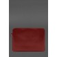 Кожаный чехол для ноутбука на молнии с карманом и хлястиком на руку красный BlankNote