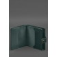 Шкіряна обкладинка-портмоне для військового квитка офіцера запасу (широкий документ) зелений BlankNote