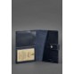Кожаная обложка для паспорта с окошком темно-синяя краст BlankNote