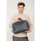 Кожаная деловая сумка-портфель синего цвета BlankNote