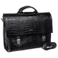 Шикарный мужской портфель с фактурой черный крокодил Desisan