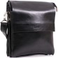 Компактна чорна сумка з гладкої натуральної шкіри  Leon