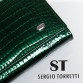 Модный кожаный кошелек зелёного цвета Sergio Torretti