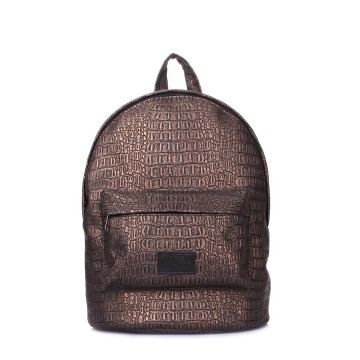 Рюкзаки підліткові Poolparty backpack-croco-bronze