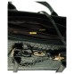 Лаковане сумка чорного кольору з тисненням під шкіру рептилії Traum